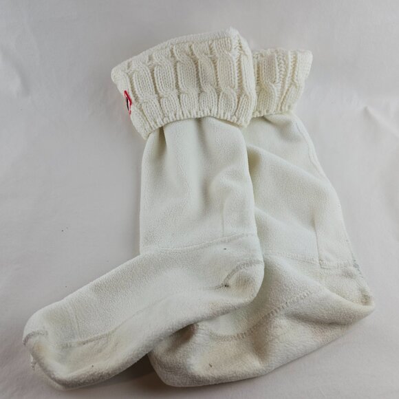 HUNTER Original Cable Knit Short Hunter White Rain Boot Liner Socks Size L TBT - Picture 2 of 6